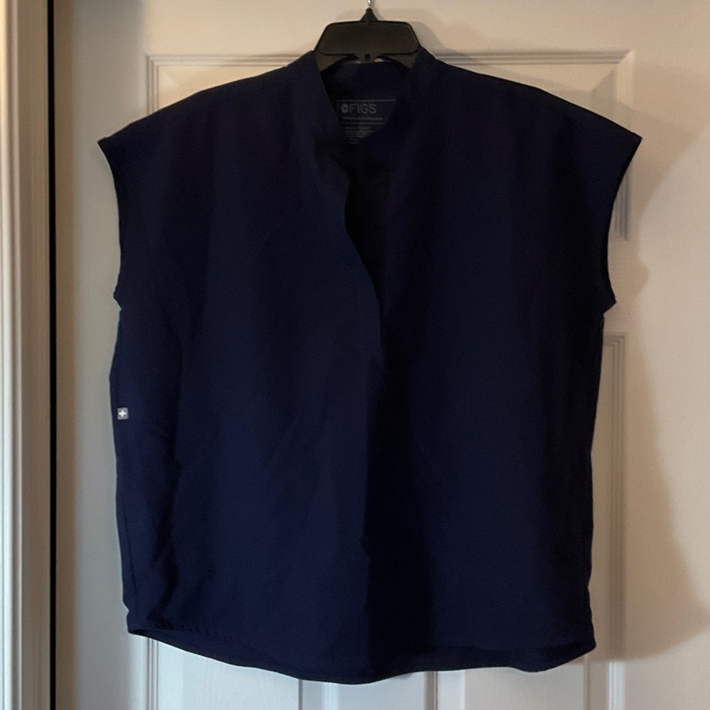 Figs Womens Scrub Top and Pants in Navy Blue with Gray Drawstring - Picture 7 of 7